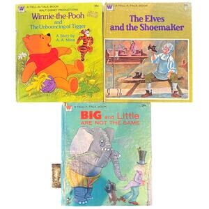 Vintage 1970's Tell-A-Tale Books, Pooh, Big & Little, Shoemaker, Whitman Pub, HC